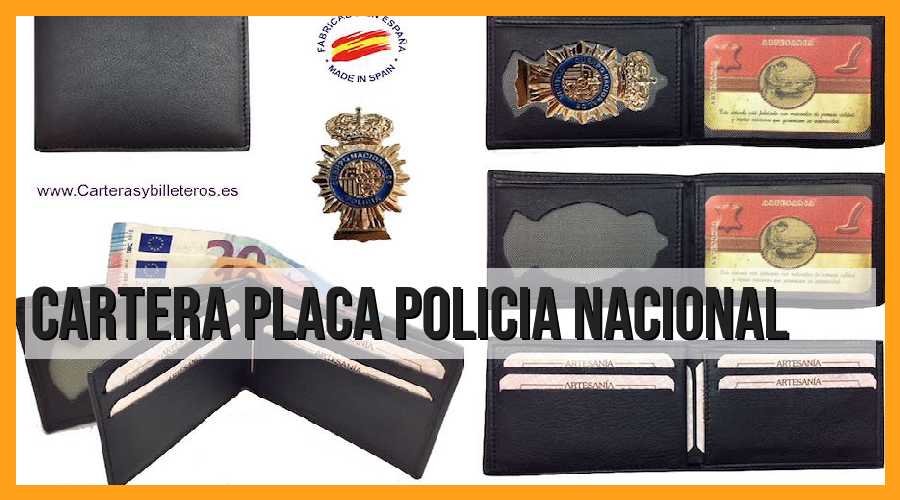Cartera, placa Policía Nacional