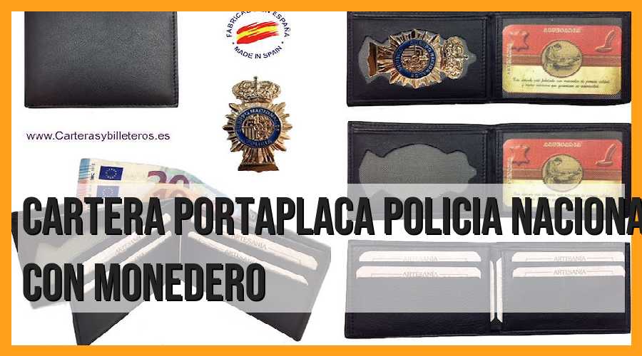 Cartera portaplaca Policía Nacional, con monedero.
