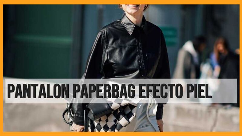 Pantalón paperbag efecto piel