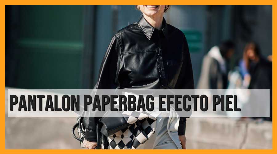 Pantalón paperbag efecto piel