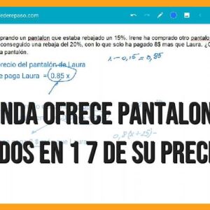 Una tienda ofrece pantalones rebajados en 1/7 de su precio.